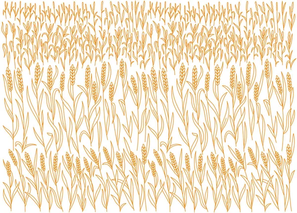 Редактируемая Толщина Контуров Векторная Линия Листья Уши Обёртки Пшеницы — стоковый вектор