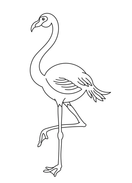 Flamingo Bird Editable Outline Stroke Vector Line Illustration Open Paths — Stock Vector