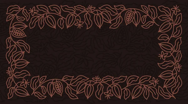 Moldura Quadrada Para Chocolate Feijões Folhas Curso Esboço Editável Ilustração Vetor De Stock