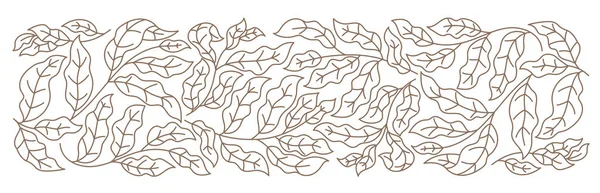 コーヒー用の包装紙 コーヒー植物のパターン 編集可能なアウトラインストローク ベクトル線図 — ストックベクタ