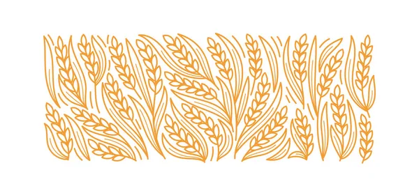 Getreideschmuck Weizenkörner Und Ähren Geschenkpapier Für Brot Editierbare Umrisse Vektorlinien — Stockvektor
