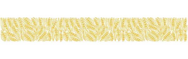 谷类装饰品 麦粒和麦穗 用包装纸包面包 可编辑的大纲笔划 矢量线说明 — 图库矢量图片