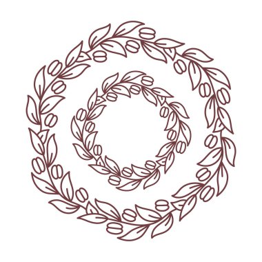 Kahve için paket kağıdı. Kahve bitkisi deseni. Düzenlenebilir dış hat vuruşu. Vektör satırı illüstrasyonu.