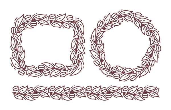 Обёрточная Бумага Кофе Растительный Узор Кофеи Редактируемый Контур Векторная Линейная — стоковый вектор