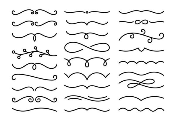 Ornaments Calligraphic Design Elements Editable Outline Stroke Vector Line — Stock Vector