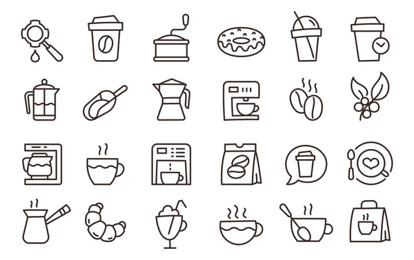 Set Icone Del Caffè Elementi Design Corsa Del Contorno Modificabile Illustrazione Stock
