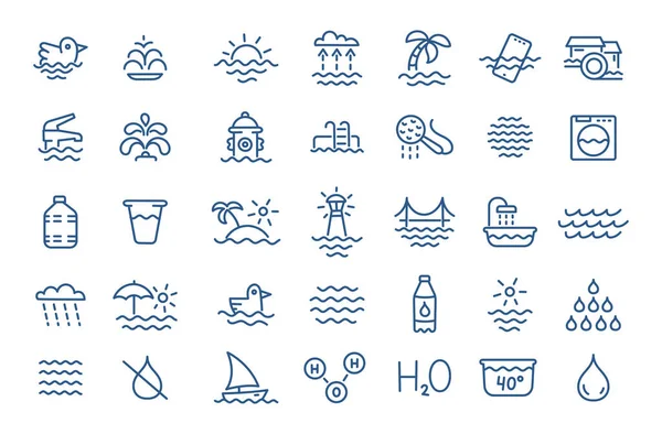 Water Icon Set Editable Outline Stroke Vector Line Illustration Royalty Free Stock Illustrations