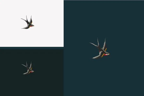 Чорний Птах Серце Векторний Дизайн Ілюстрації — стоковий вектор