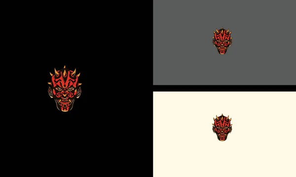 Голова Червоний Диявол Векторна Ілюстрація Логотип Концепції Дизайну — стоковий вектор