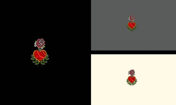 赤いバラの花のヴィンテージベクトルタトゥーデザイン — ストックベクタ