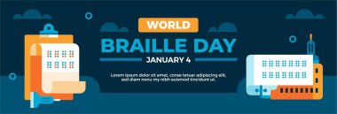 Dünyanın afiş şablonu Braille Day vektör çizimi tasarımı