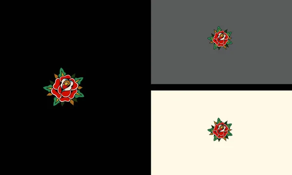 红玫瑰花美丽的矢量图解吉祥物 — 图库矢量图片