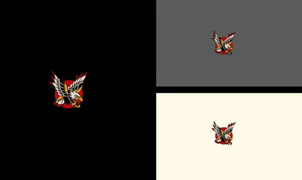 Aigle Volant Colère Avec Cercle Conception Vectorielle Rouge — Image vectorielle