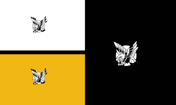 Águila Vuelo Vector Esquema Diseño Mascota Concepto — Archivo Imágenes Vectoriales