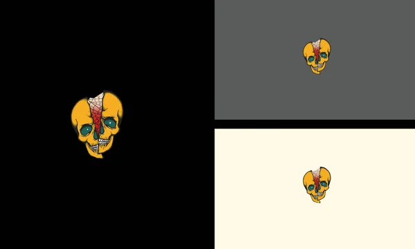 Cabeza Cráneo Amarillo Vector Ilustración Mascota Diseño — Archivo Imágenes Vectoriales