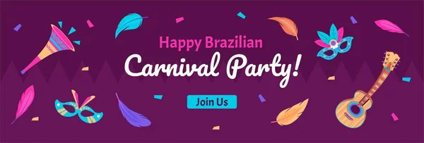 Glücklich Brasilianischen Karneval 2023 Horizontale Banner Vektor Flaches Design — Stockvektor