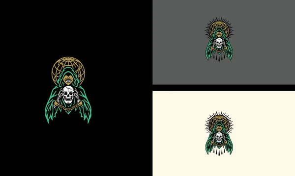 Angel Death Head Skull Vector Illustration Mascot Design — 图库矢量图片