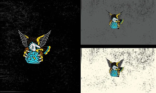 Πετώντας Αετός Και Πολύτιμος Λίθος Διάνυσμα Εικονογράφηση Έννοια Σχεδιασμού Μασκότ — Διανυσματικό Αρχείο