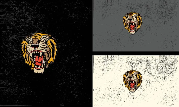 Cabeza Tigre Con Colmillos Vector Ilustración Mascota Diseño — Archivo Imágenes Vectoriales