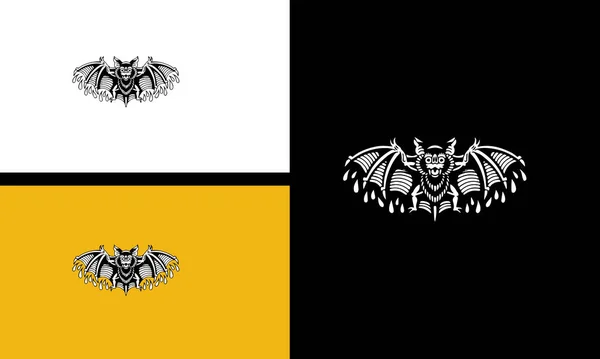 带翅膀的蝙蝠矢量画线艺术设计 — 图库矢量图片