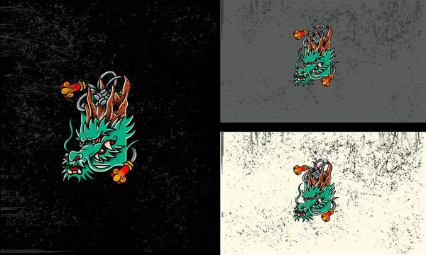 Head Green Dragon Vector Illustration Mascot Design — Stock Vector