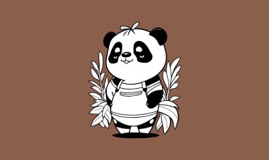 Şirin panda kawaii sanat tasarımı