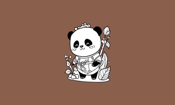 stock vector cute panda kawaii line art design