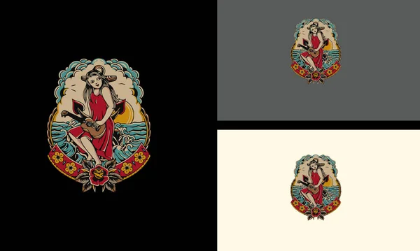 Rojo Diablo Chica Vector Ilustración Plano Diseño — Archivo Imágenes Vectoriales