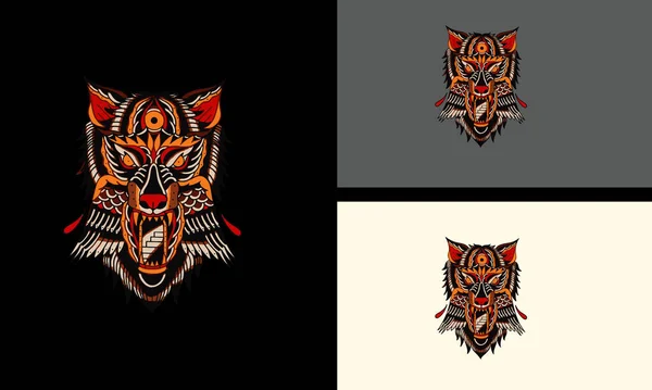 Cabeza Diablo Con Cuerno Vector Mascota Diseño — Archivo Imágenes Vectoriales