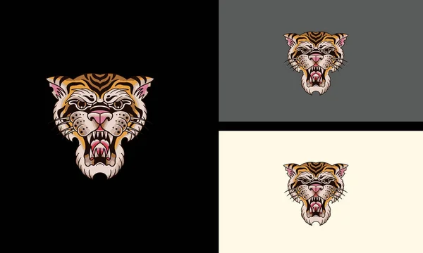 Head Tiger Flames Vector Illustration Mascot Design — Vettoriale Stock