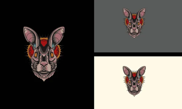 Cabeza Conejo Vector Ilustración Mascota Diseño — Archivo Imágenes Vectoriales