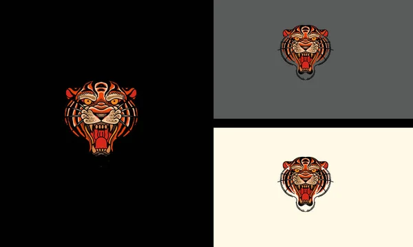 Tête Tigre Colère Vecteur Mascotte Design — Image vectorielle