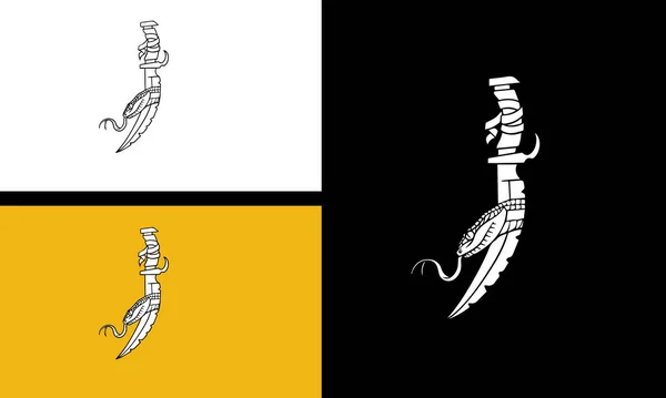 Tête Serpent Couteau Vecteur Contour Design — Image vectorielle
