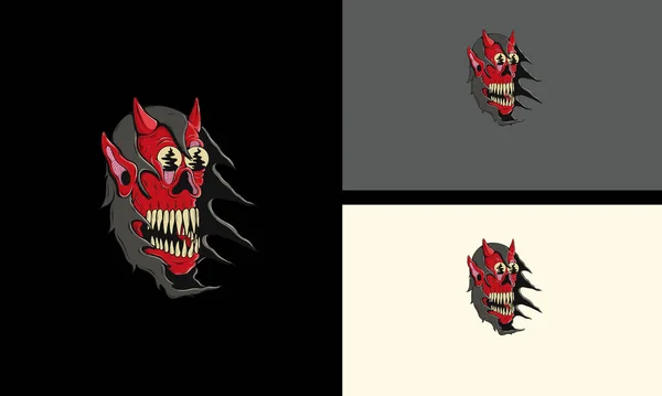 Tête Crâne Zombie Vecteur Mascotte Design — Image vectorielle