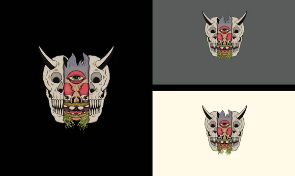 Tête Crâne Zombie Vecteur Mascotte Design — Image vectorielle