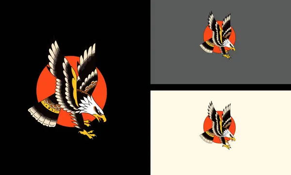 Conception Mascotte Aigle Cercle Vecteur Rouge — Image vectorielle
