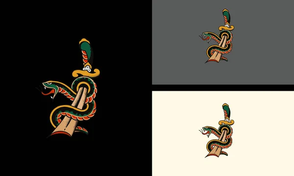 Design Mascotte Serpent Vecteur Épée — Image vectorielle