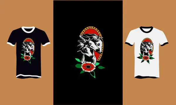 Cabeça Cavalo Flores Design Arte Tshirt Vector — Vetor de Stock