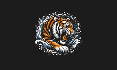 tiger angry with splash background vector artwork design clipart