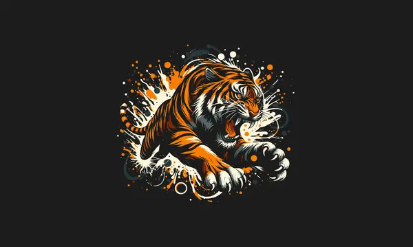 stock vector tiger angry vector illustration flat design