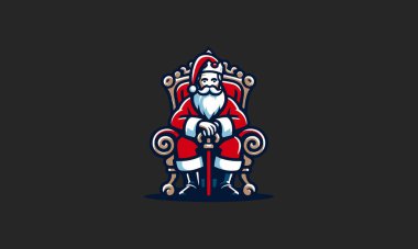 santa shit on chair king vector mascot design