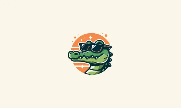 Head Crocodile Wearing Sun Glass Angry Vector Mascot Design Stock Illustration