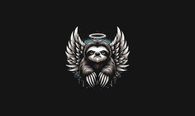 sloth with wings angry vector mascot design clipart