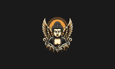 buddha with wings splash background vector artwork design clipart