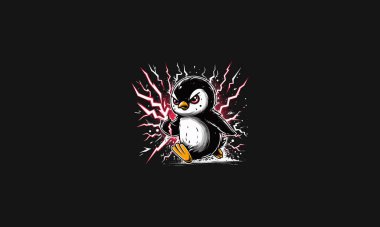 penguin angry running with lightning vector artwork design clipart