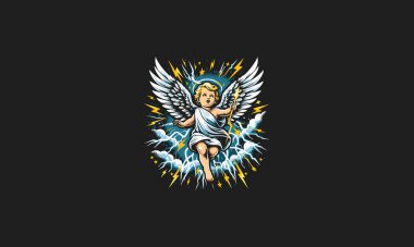 baby angel flying vector artwork lightning design clipart