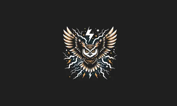 stock vector owl flying with lightning vector artwork design
