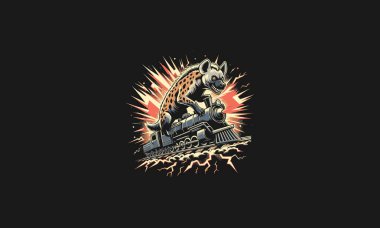 hyena on top train vector artwork design clipart