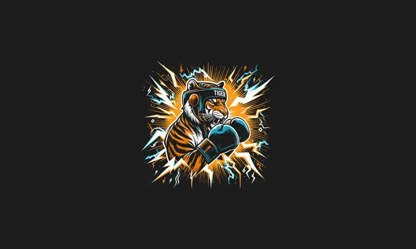 stock vector tiger angry roar wearing glove boxing vector artwork design