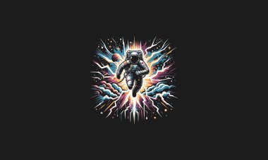 astronaut on galaxy vector artwork design clipart